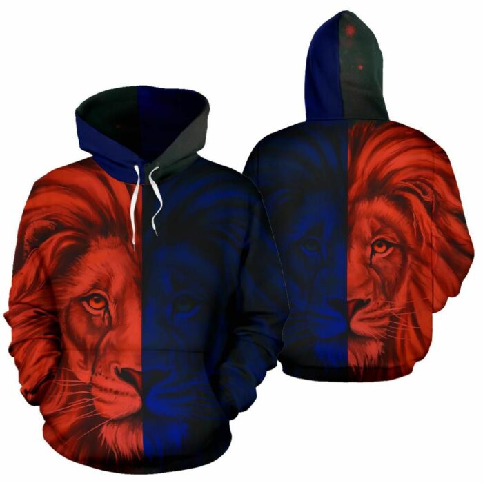 African Hoodie – Africa King Of The Animal Lion Red Hoodie