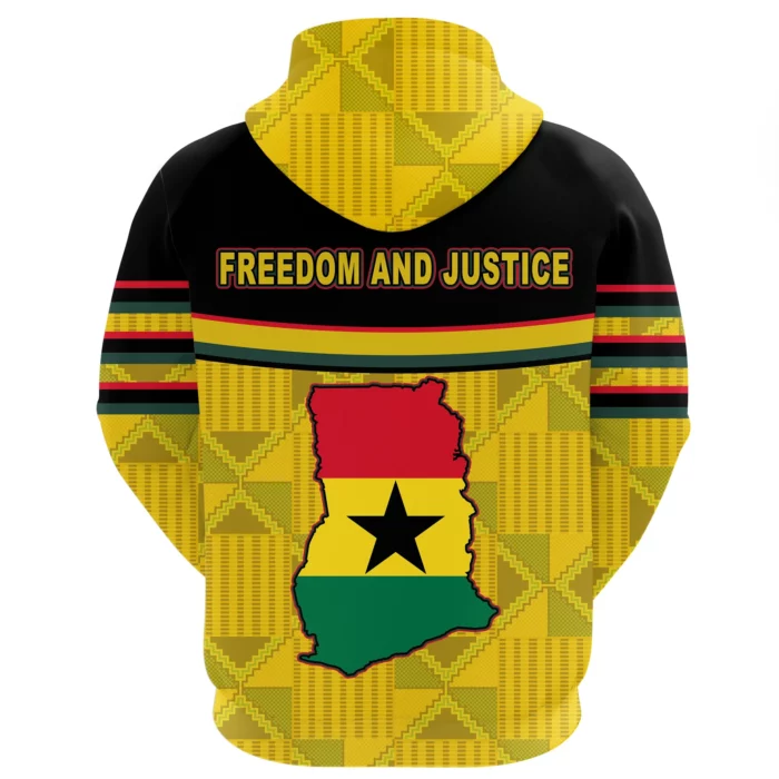 African Hoodie – Ghana Map Kente Coat Of Arms Hoodie