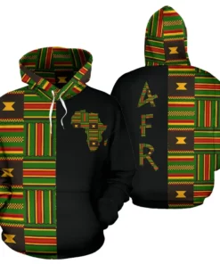 African Hoodie – Kente Cloth Ghanaian Pattern The Half Hoodie
