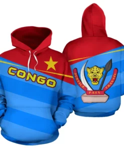 African Hoodie – DR Congo Flag Vivian Style Hoodie