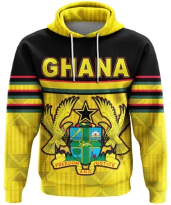 African Hoodie - Ghana Map Kente Coat Of Arms Hoodie