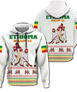 African Hoodie – Ethiopia Christmas Genna White Style Hoodie