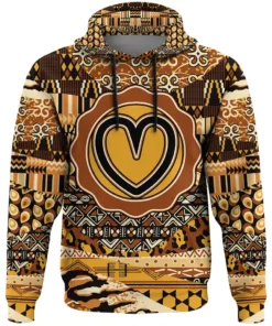 African Hoodie - Akoma Adinkra Leo Style Hoodie