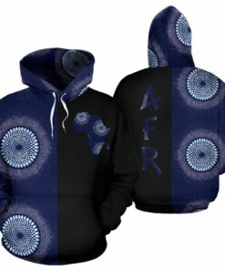 African Hoodie – Ankara Cloth Blue Dots The Half Hoodie