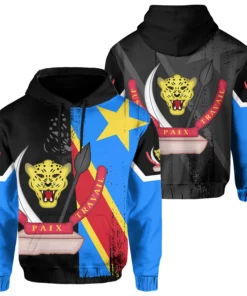 African Hoodie – Democratic Republic of the Congo Flag Style...