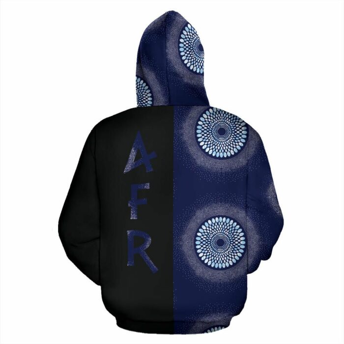 African Hoodie – Ankara Cloth Blue Dots The Half Hoodie