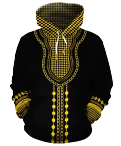 African Hoodie – Ankara Gold Fleece All-over Hoodie