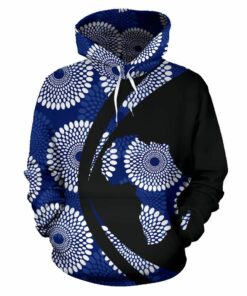African Hoodie - Ankara Cloth Nsubra Blue Circle Style Hoodie