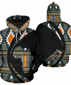 African Hoodie – Kente Cloth Ashanti Geometric Circle Style Hoodie