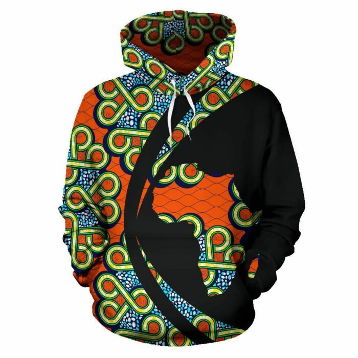 African Hoodie – Ankara Cloth Orange Circle Style Hoodie