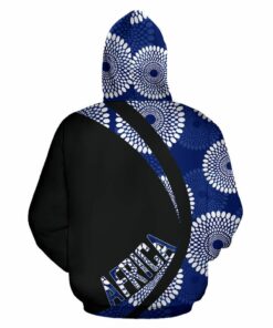 African Hoodie - Ankara Cloth Nsubra Blue Circle Style Hoodie
