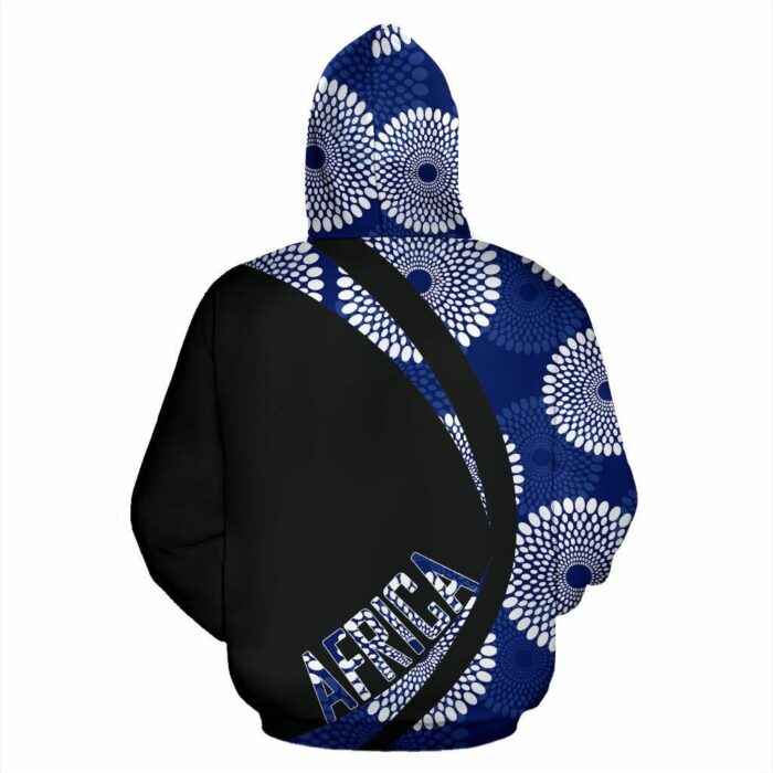 African Hoodie – Ankara Cloth Nsubra Blue Circle Style Hoodie
