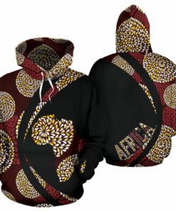 African Hoodie – Ankara Cloth Brown Circle Style Hoodie