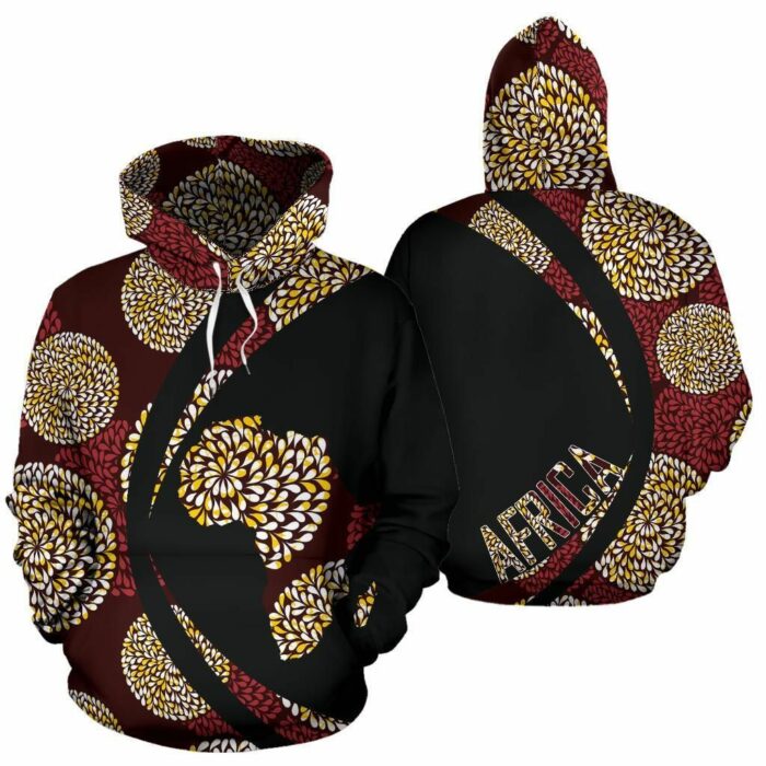African Hoodie – Ankara Cloth Brown Circle Style Hoodie