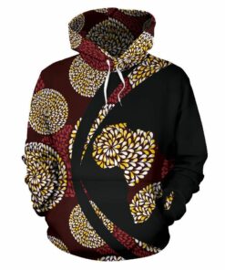 African Hoodie - Ankara Cloth Brown Circle Style Hoodie