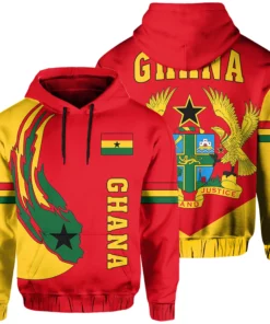 African Hoodie – Ghana Flag Coat Of Arms Ball Style...