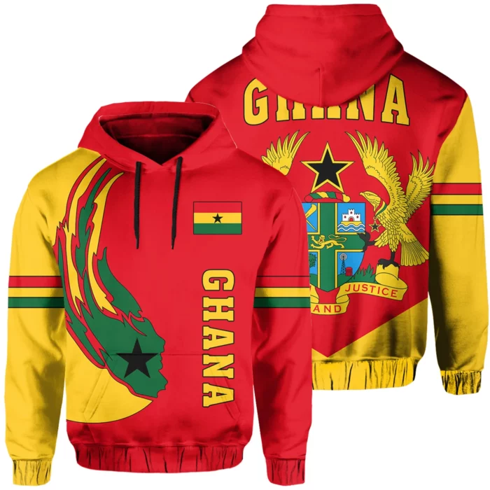 African Hoodie – Ghana Flag Coat Of Arms Ball Style Hoodie