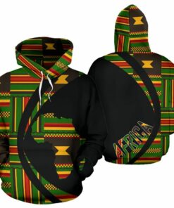 African Hoodie – Kente Cloth Ghanaian Pattern Circle Style Hoodie