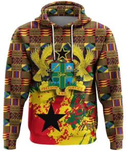 African Hoodie - Ghana Coat Of Arms Spaint Style Hoodie