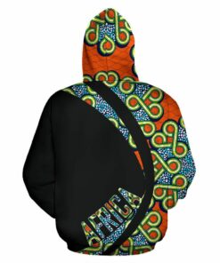 African Hoodie - Ankara Cloth Orange Circle Style Hoodie