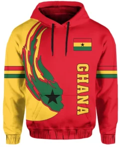 African Hoodie - Ghana Flag Coat Of Arms Ball Style Hoodie