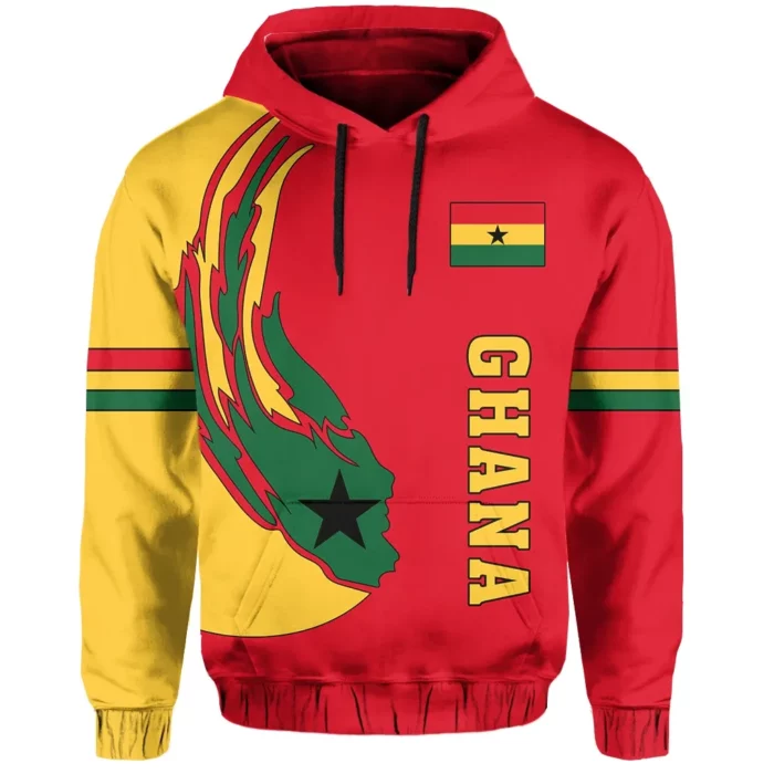 African Hoodie – Ghana Flag Coat Of Arms Ball Style Hoodie