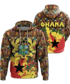 African Hoodie – Ghana Coat Of Arms Spaint Style Hoodie