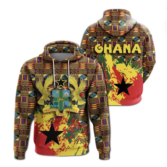 African Hoodie – Ghana Coat Of Arms Spaint Style Hoodie