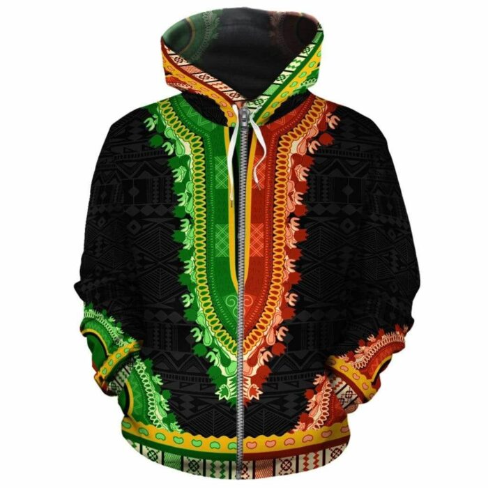 African Hoodie – Printed Dashiki Half 3 Hoodie