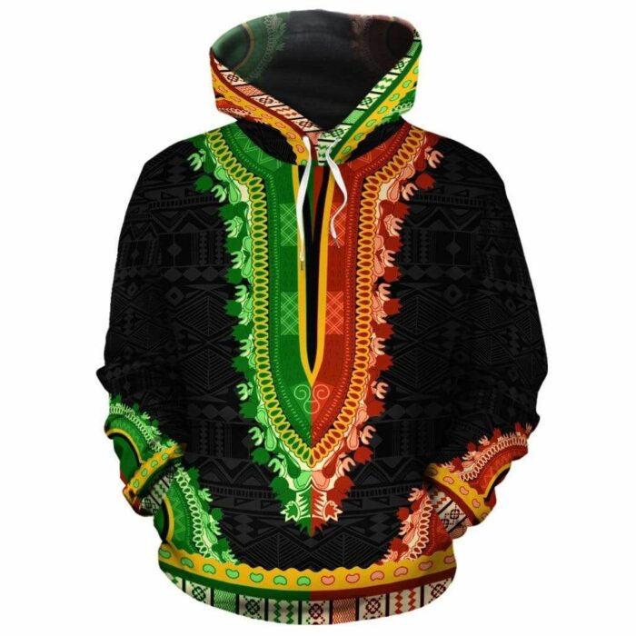 African Hoodie – Printed Dashiki Half 3 Hoodie