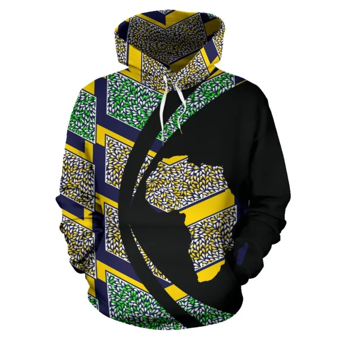 African Hoodie – Ankara Cloth Geometric Circle Style Hoodie