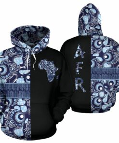 African Hoodie – Ankara Cloth Ngwane Blue The Half Hoodie
