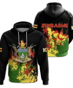 African Hoodie – Zimbabwe Coat Of Arms Spaint Style Hoodie
