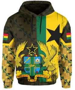 African Hoodie - Ghana Coat Of Arms Kente Hoodie