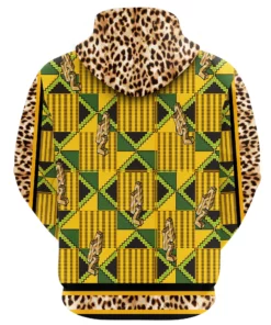 African Hoodie - Ghana Kente Leopard King Hoodie