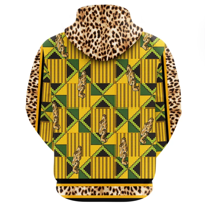 African Hoodie – Ghana Kente Leopard King Hoodie