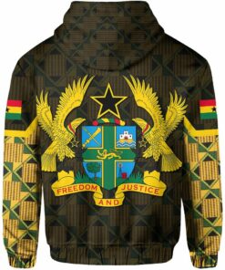 African Hoodie - Ghana Coat Of Arms Kente Hoodie