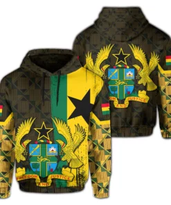 African Hoodie – Ghana Coat Of Arms Kente Hoodie