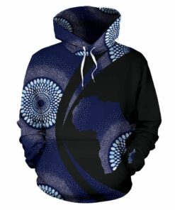 African Hoodie - Ankara Cloth Blue Dots Circle Style Hoodie