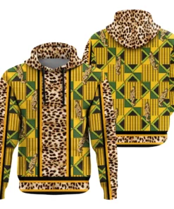 African Hoodie – Ghana Kente Leopard King Hoodie