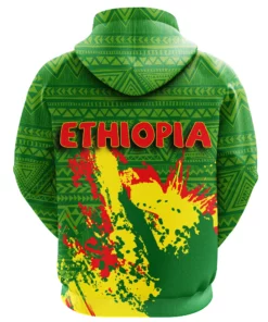 African Hoodie - Ethiopia Coat Of Arms Spaint Style Hoodie