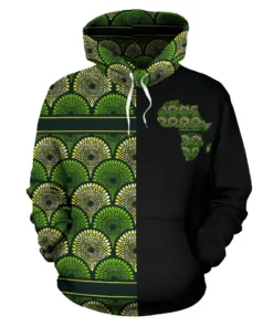 African Hoodie - Ankara Cloth Cowrie Waves The Half Hoodie