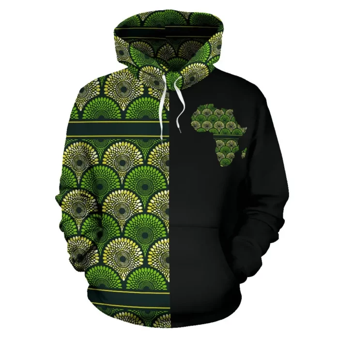 African Hoodie – Ankara Cloth Cowrie Waves The Half Hoodie