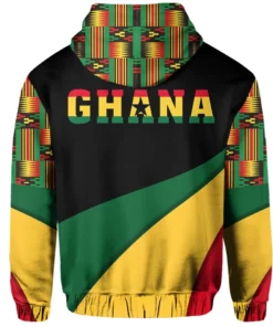 African Hoodie - Ghana Flag Kente Bend Style Hoodie
