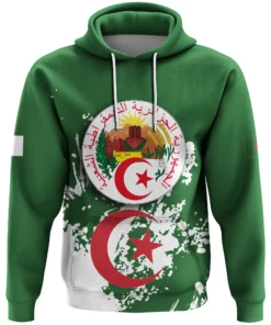 African Hoodie - Algeria Coat Of Arms Spaint Style Hoodie