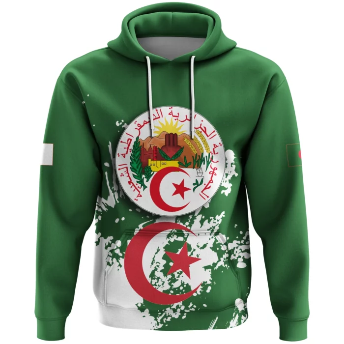 African Hoodie – Algeria Coat Of Arms Spaint Style Hoodie