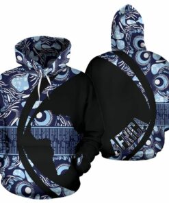 African Hoodie – Ankara Cloth Ngwane Blue Circle Style Hoodie