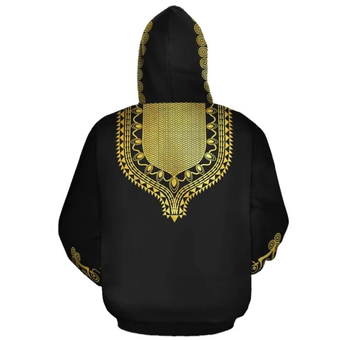 African Hoodie – Gold Pattern Dashiki Fleece All-over Hoodie