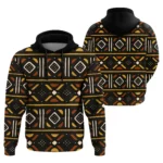 African Hoodie – Gold Pattern Dashiki Fleece All-over Hoodie