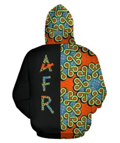 African Hoodie - Ankara Cloth Orange The Half Hoodie